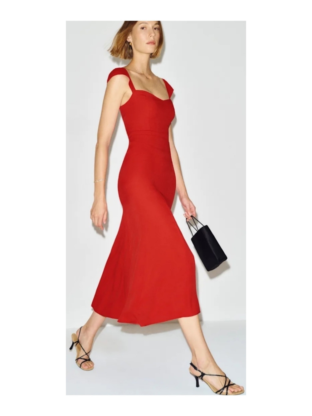 Reformation Red Bryson Midi Dress
